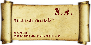 Mittich Anikó névjegykártya